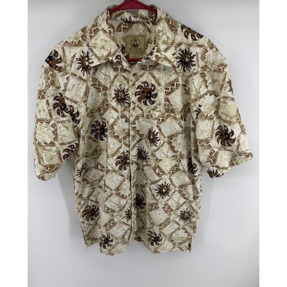 Joe Marlin Men's M Hawaiian Shirt Celestial Sun Moon 100% Cotton